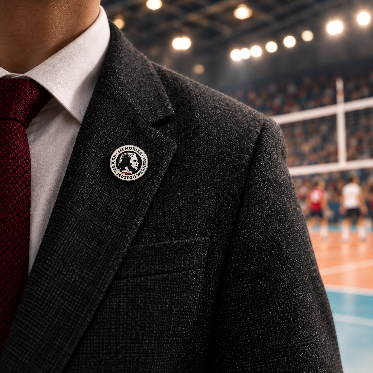Okolicznościowy pin z wizerunkiem Huberta Jerzego Wagnera 5 pin marynarka